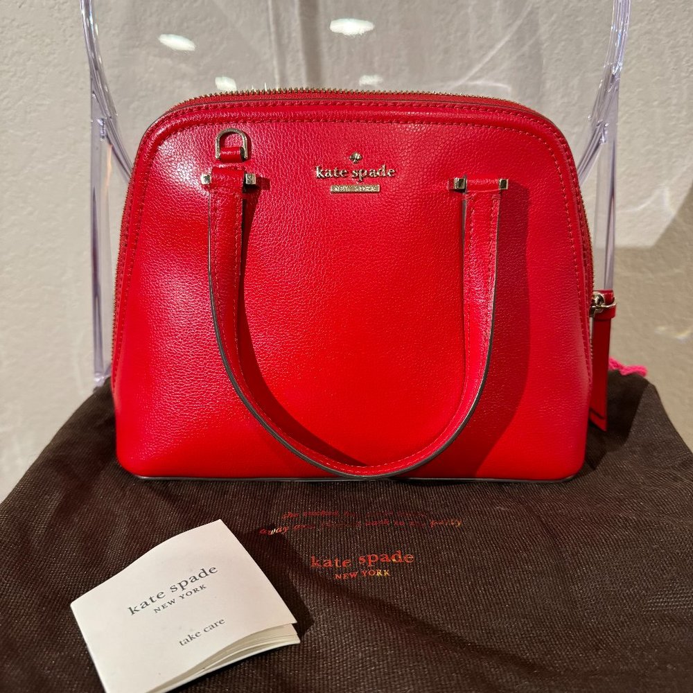 Kate Spade Red Leather Top Handle Satchel w/ Strap